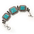 Vintage Turquoise Stone Square Filigree Bracelet With Toggle Clasp -18cm Length - view 2