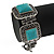 Vintage Turquoise Stone Square Filigree Bracelet With Toggle Clasp -18cm Length - view 7