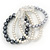 Grey/White Multistrand Glass Bead Flex Bracelet - Up to 19 cm wrist - view 5