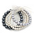 Grey/White Multistrand Glass Bead Flex Bracelet - Up to 19 cm wrist