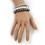 Grey/White Multistrand Glass Bead Flex Bracelet - Up to 19 cm wrist - view 4