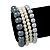 Grey/White Multistrand Glass Bead Flex Bracelet - Up to 19 cm wrist - view 2