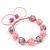 Pink Acrylic/Diamante Bead Children/Girls/ Petites Teen Buddhist Bracelet On Light Pink String - view 3