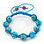 Sky Blue Acrylic/Diamante Bead Children/Girls/ Petites Teen Buddhist Bracelet On Light Blue String