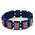 UK British Flag Union Jack Dark Blue Stretch Wooden Bracelet - up to 20cm length