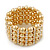 Wide Matt Gold Bead/Crystal Flex Bracelet - 18cm Length - view 7