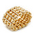 Wide Matt Gold Bead/Crystal Flex Bracelet - 18cm Length - view 5