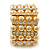 Wide Matt Gold Bead/Crystal Flex Bracelet - 18cm Length - view 6