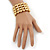 Wide Matt Gold Bead/Crystal Flex Bracelet - 18cm Length - view 3