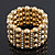 Wide Matt Gold Bead/Crystal Flex Bracelet - 18cm Length - view 9