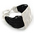 Ethnic Hammered Square Disk Black Cotton Cord Bracelet In Silver Plating - 16cm Length/ 5cm Extension - view 4