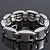 Unisex Polished/Matt Silver Tone Flex Tennis Bracelet - 19cm Length
