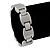 Unisex Polished/Matt Silver Tone Flex Tennis Bracelet - 19cm Length - view 2