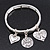 Silver Plated Charm 'Heart, Serenity & Angel' Flex Bangle Bracelet - 18cm Length