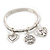 Silver Plated Charm 'Heart, Serenity & Angel' Flex Bangle Bracelet - 18cm Length - view 6