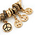 Gold Plated Peace Charm 'Heiwa' Bracelet - 19cm Length - view 4