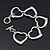 Polished Rhodium Plated Open Heart Bracelet With T-Bar Closure - 16cm Length (For Small Wrists) - view 2