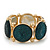 Glittering Emerald Green Circle Flex Bracelet In Gun Metal - 20cm Length