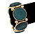 Glittering Emerald Green Circle Flex Bracelet In Gun Metal - 20cm Length - view 2