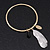 Thin Hammered Charm 'Bead, Feather & Medallion' Bangle In Gold Plating - 18cm Length - view 2