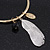 Thin Hammered Charm 'Bead, Feather & Medallion' Bangle In Gold Plating - 18cm Length - view 5