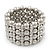 Wide Matt Silver Bead/Crystal Flex Bracelet - 18cm Length - view 8
