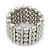 Wide Matt Silver Bead/Crystal Flex Bracelet - 18cm Length - view 9