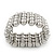Wide Matt Silver Bead/Crystal Flex Bracelet - 18cm Length - view 6