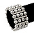 Wide Matt Silver Bead/Crystal Flex Bracelet - 18cm Length - view 2