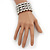 Wide Matt Silver Bead/Crystal Flex Bracelet - 18cm Length - view 4