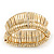 Polished Gold Plated Concave Diamante Bracelet -17cm Length - view 7