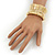 Polished Gold Plated Concave Diamante Bracelet -17cm Length - view 2