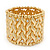 Wide Gold Plated Crystal 'Plaited' Flex Bracelet - 19cm Length