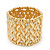 Wide Gold Plated Crystal 'Plaited' Flex Bracelet - 19cm Length - view 7