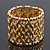 Wide Gold Plated Crystal 'Plaited' Flex Bracelet - 19cm Length - view 3