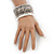 Burn Silver Finish Wide Textured Flex Bracelet - 18cm Length - view 4