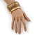 Burn Gold Finish Wide Textured Flex Bracelet - 18cm Length - view 4