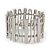 Polished Silver Plated Bars & Bead Flex Bracelet - 18cm Length - view 2