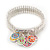 Silver Plated Multicoloured 'Peace' Charm Flex Bracelet - 19cm Length - view 3