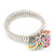 Silver Plated Multicoloured 'Peace' Charm Flex Bracelet - 19cm Length - view 5