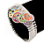 Silver Plated Multicoloured 'Peace' Charm Flex Bracelet - 19cm Length - view 4
