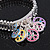 Silver Plated Multicoloured 'Peace' Charm Flex Bracelet - 19cm Length - view 2