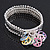 Silver Plated Multicoloured 'Peace' Charm Flex Bracelet - 19cm Length - view 7