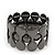 Polished Black Tone Geometric Flex Bracelet - 18cm Length - view 4