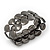 Polished Black Tone Geometric Flex Bracelet - 18cm Length - view 5
