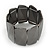 Wide Polished Black Tone Bar Flex Bracelet - 19cm Length - view 2