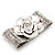 Large 'Daisy' Floral Flex Bracelet In Silver Plating - 19cm Length - view 4