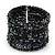 Bohemian Beaded Cuff Bangle with Sequin (Black)  - Adjustable