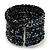 Bohemian Beaded Cuff Bangle with Sequin (Black)  - Adjustable - view 4