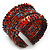 Bohemian Beaded Cuff Bangle with Sequin (Red) - Adjustable - view 4